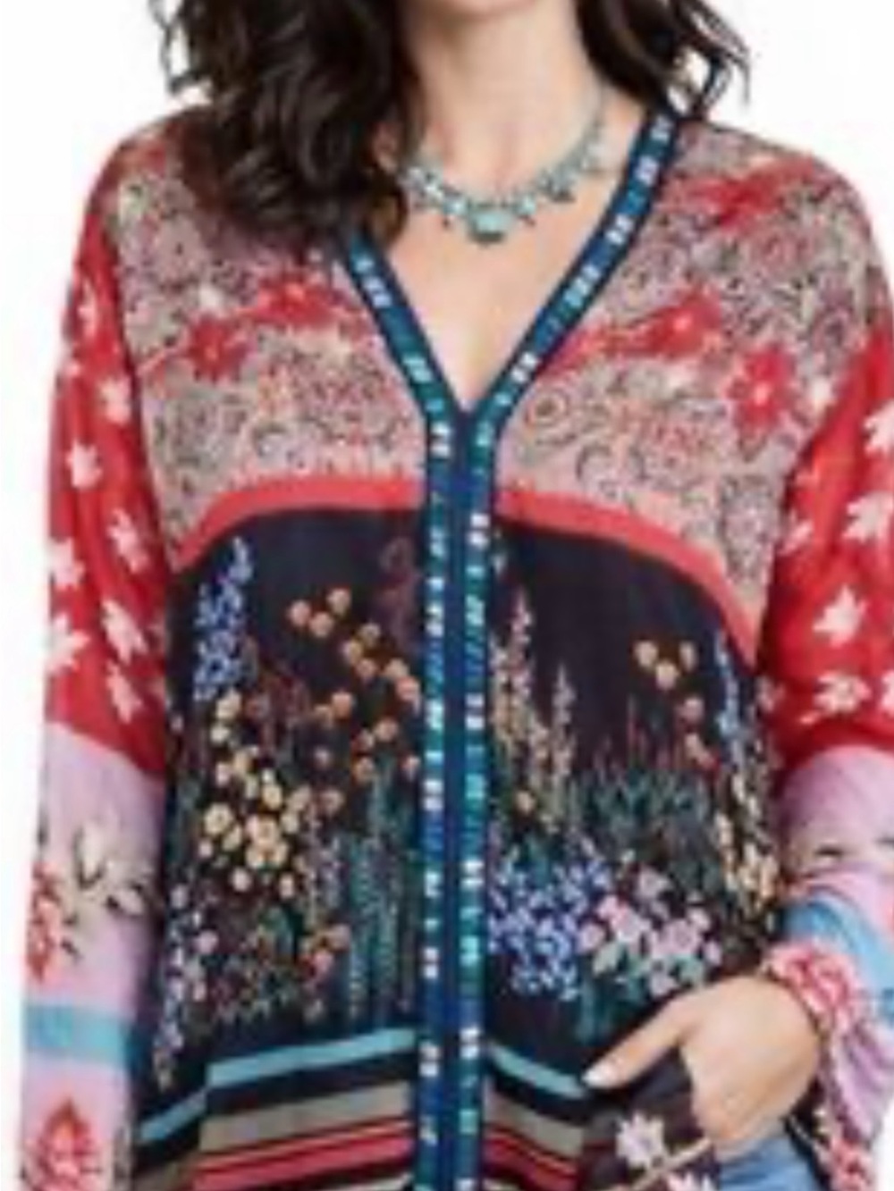 EUC Johnny Was Ezra embroidered blouse